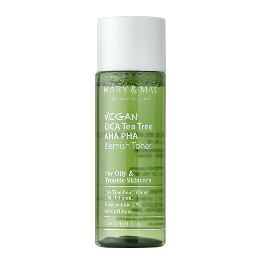 Mary & May - Vegan Cica Teatree AHA PHA Blemish Toner Mini [30ml]